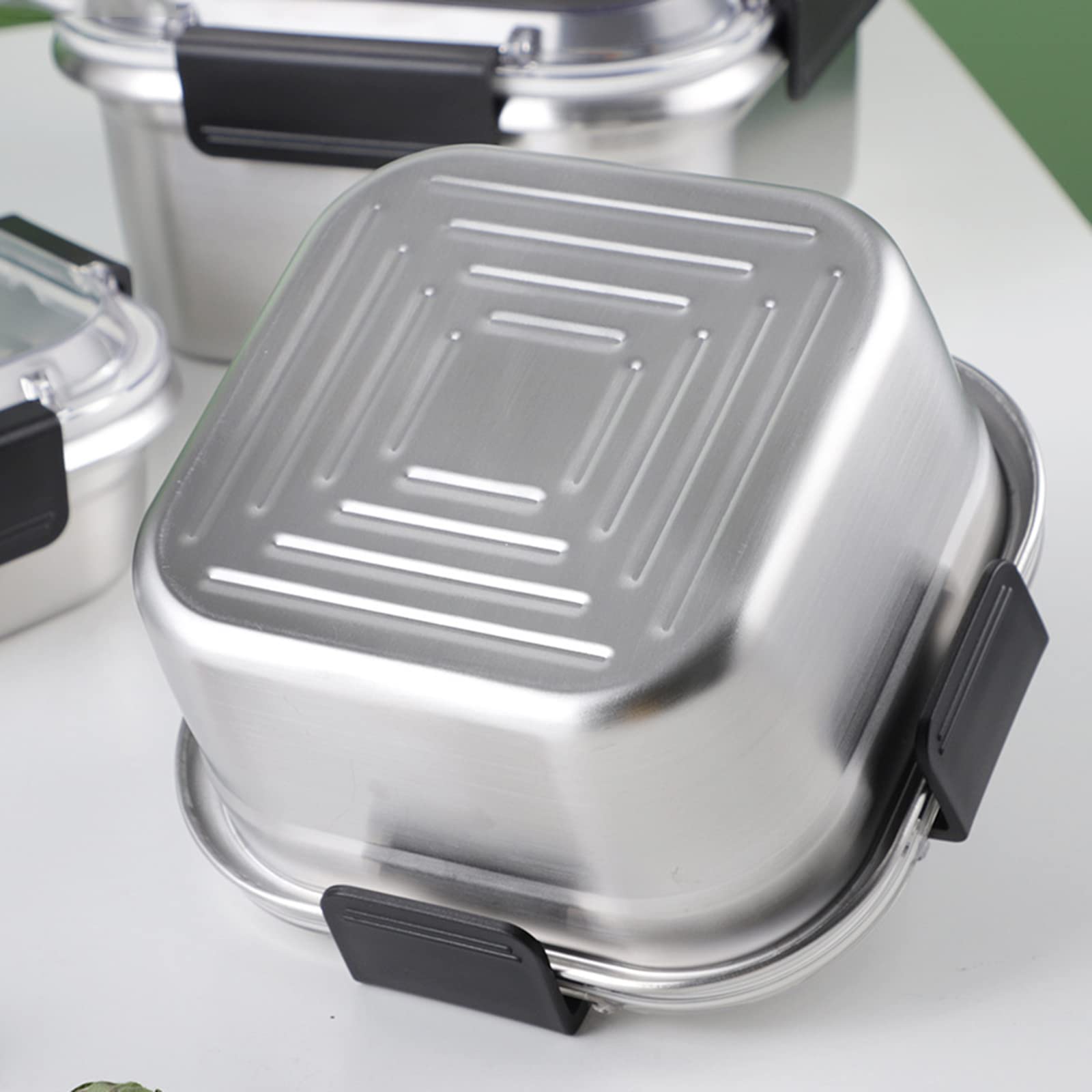 Fiambrera, Caja Bento, Contenedor de almacenamiento de alimentos, Fiambrera térmica de acero inoxidable, Caja de comida caliente con cubierta transparente con asa de transporte de gran capacidad for a