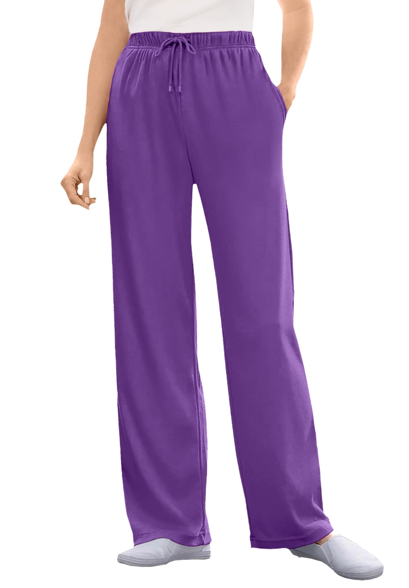 Woman Within Plus Size Sport Knit Straight-Leg Pull-On Pants