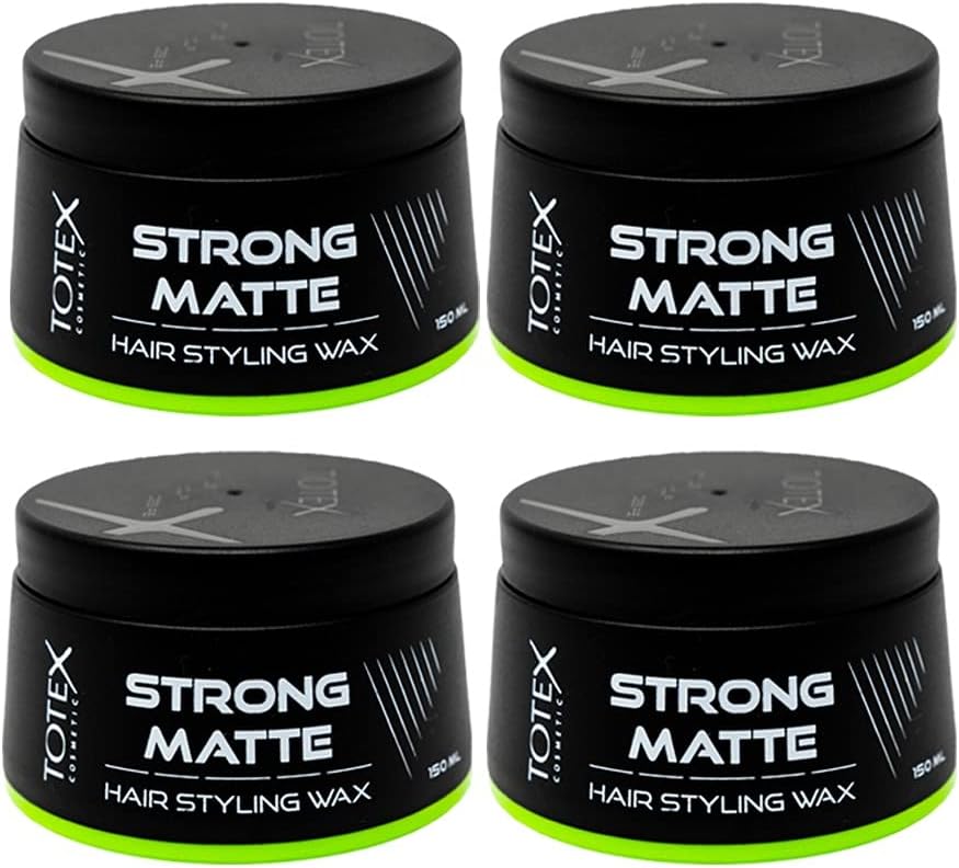 Totex Hair Styling Matte Wax Men 4x150ml Pack | Strong Hold Hair Wax | Natural Matte Look Finish | Long Lasting Flexible Styling Paste | Barber Quality Hair Defining Wax for Men