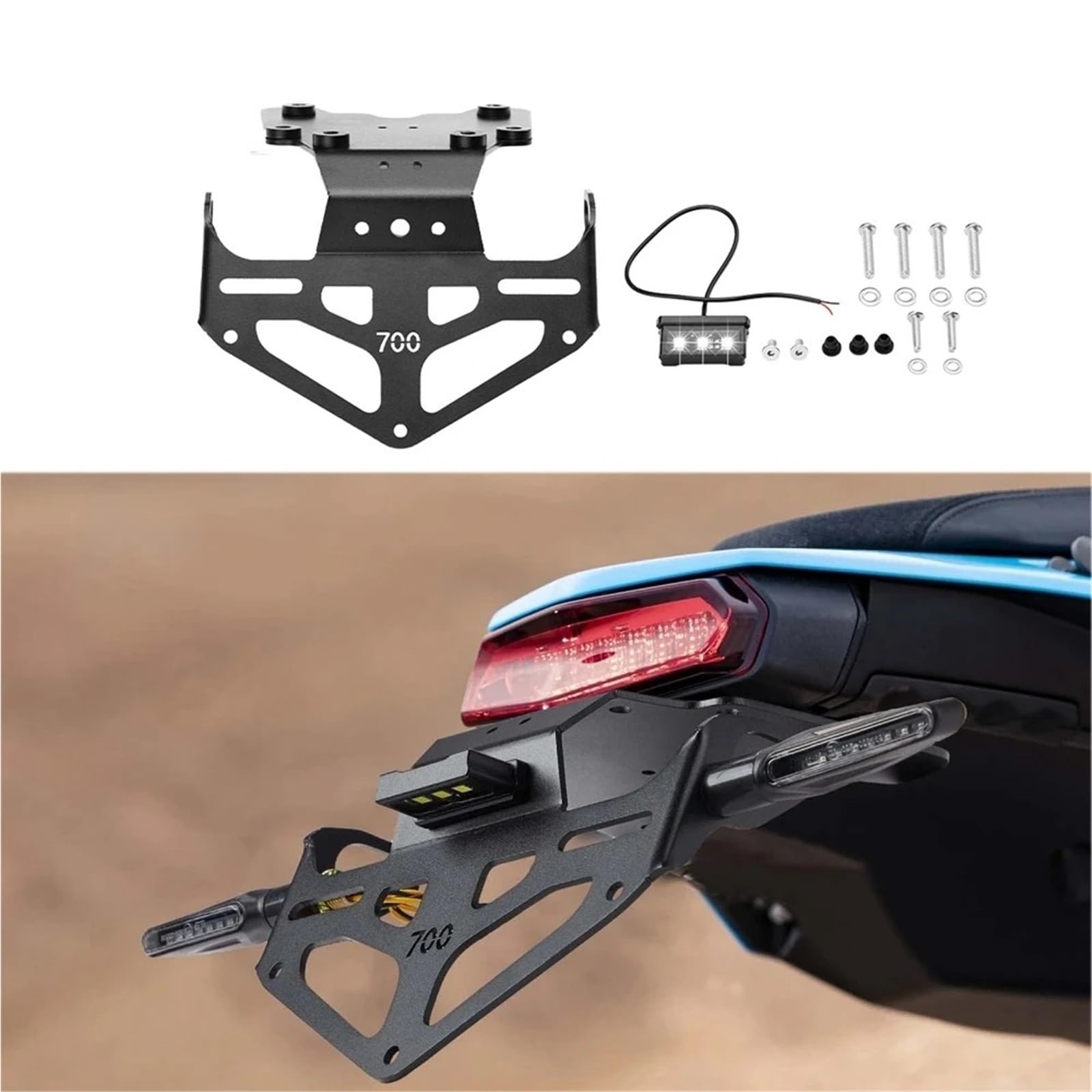 Rama tablicy kierunkowskazów Pasuje do Yamaha Tenere 700 2019 2020-2024 Uchwyt tylnej tablicy rejestracyjnej motocykla Tail Tidy Fender Eliminator CNC Aluminium Uchwyt rejestracyjnej