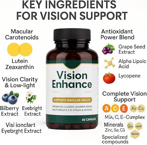 Miniatura 6 de Vision Enhance Pro con luteína, zeaxantina y extracto de arándano Apoya la fatiga ocular, los ojos secos y la salud de la visión Ingredientes