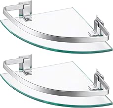 KES Corner Glass Shelf Bathroom Aluminium Shelf Bathroom Wall Storage Shelf Shower Shelf, 2 Pieces, Silver, A4120A-P2