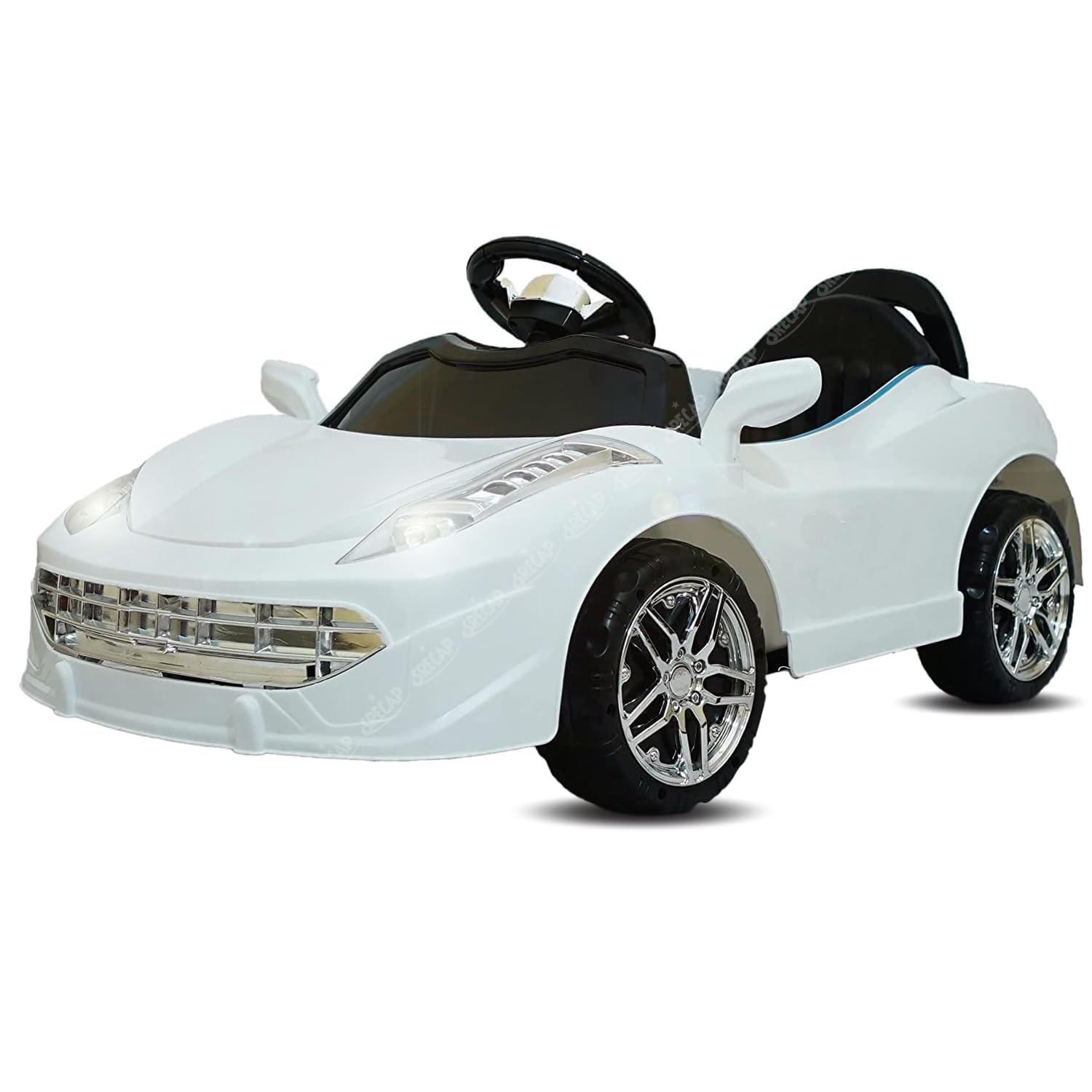 SRECAP Electric Car with Double Motor, Lights, Bluetooth Remote and Double Battery Operated Ride on Car for Kids of Age 1 to 4 Years (White)