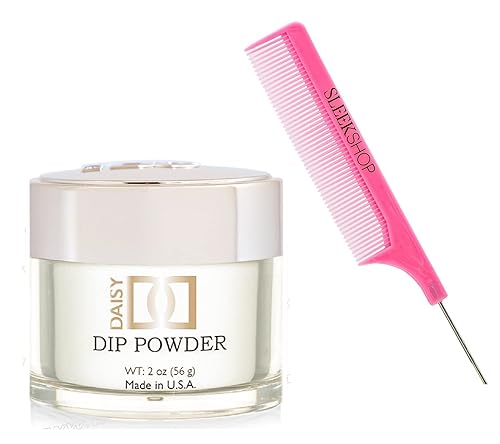 short SIeekshop - Peine + DND DC Polvo de inmersión natural para uñas, Daisy (con peine de cola de rata con infusión de argán rosa) Fabricado en
