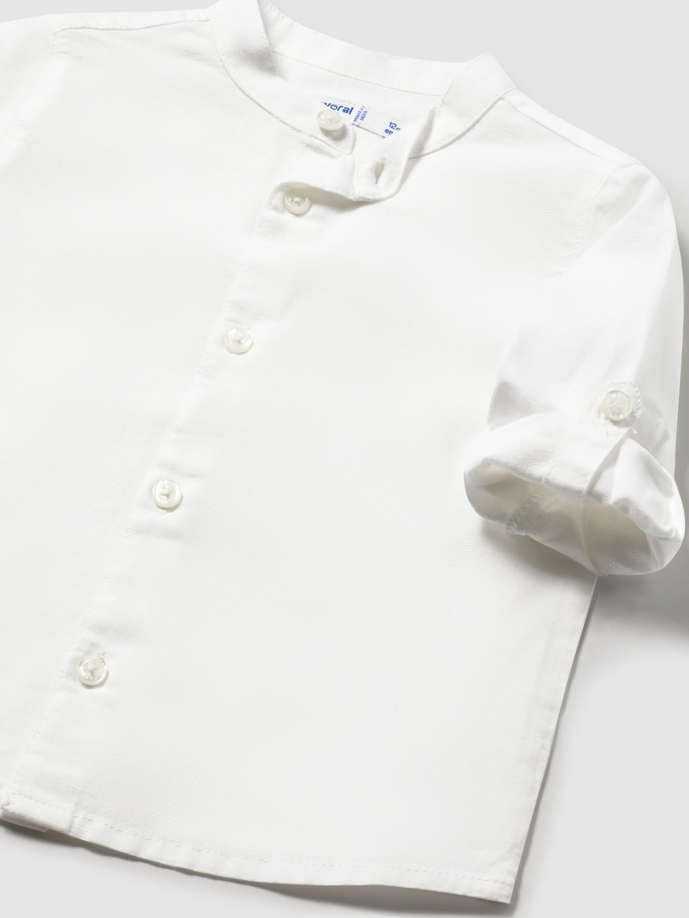 Mayoral Camicia m/l Lino Collo corean per Bimbo Bianco