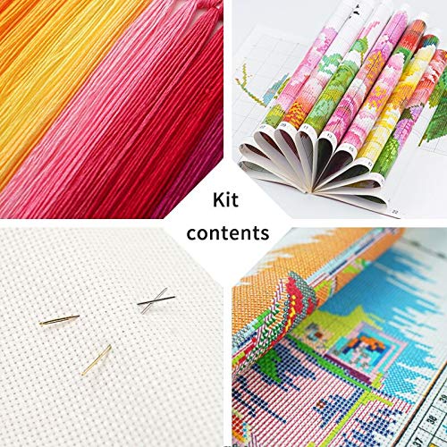 Dimensean Stamped Cross Stitch Kits Full Range Of Embroidery Patterns Starter Kits For Beginners Adult Or Kids Diy Cross Stitches Needlepoint Kits 11Ct- (Panorama Of Van Gogh Orioles 57.1×15.7 Inch) #TOP4