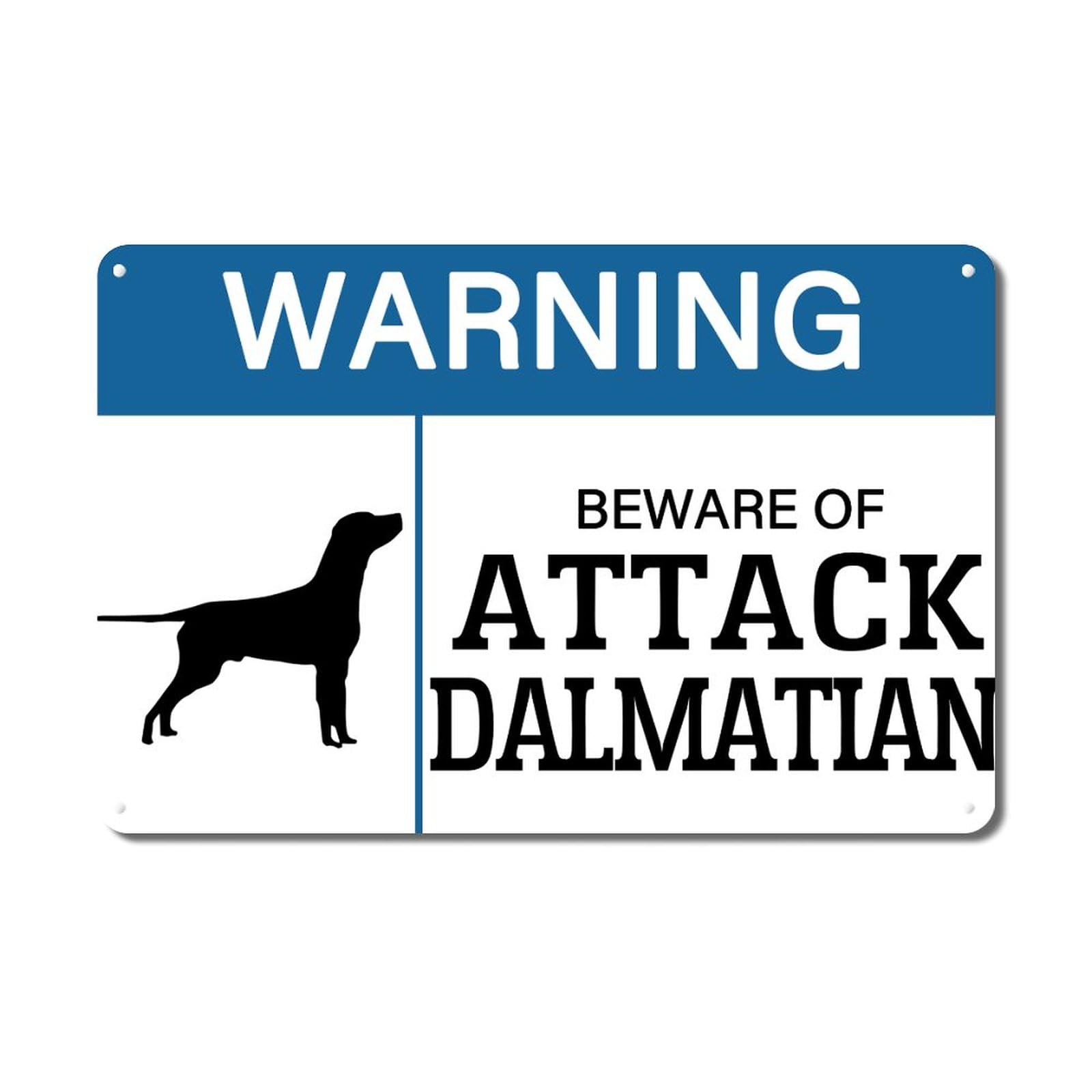 ENEDNATE Warning Beware of Dalmatian Warning Aluminum Metal Tin Sign Vintage Caution Notice Street Metal Sign for Garage Garden Toilet Parking Lot Wall Art Home Decor 8x12 Inch Printed Poster