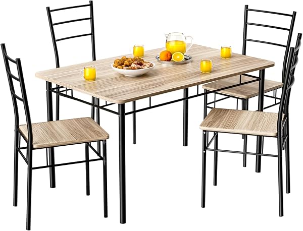 Casaria Ensemble Leo Table avec 4 Chaises en Chêne Clair