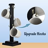 Vista 3 de EMASON - Soporte rústico para taza de café, soporte de madera maciza para 6 tazas, organizador de cocina que ahorra espacio, elegante y resistente