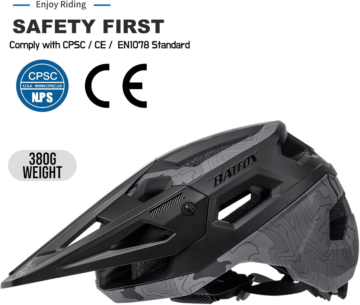 BATFOX Bike Helmet,Mountain Bike Helmet Helmets for Men Women Adults Youth