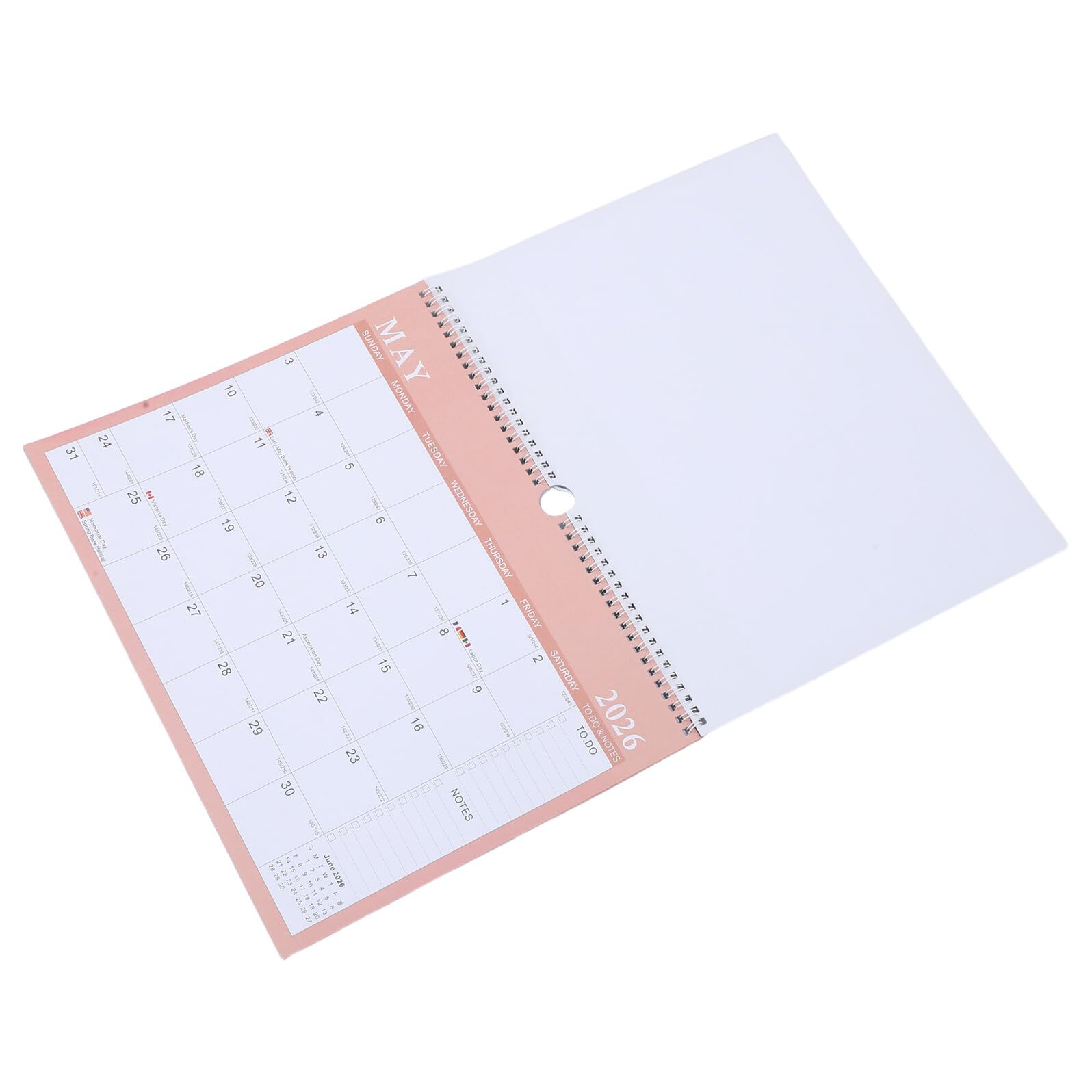 Großer Wandkalender Monate Monatsplaner mit Stabilem Hartpapier Handabreißbare Spiralbindung Mehrsprachiger Feiertagskalender für Büro Schule und Zuhause zur Jahresplanung