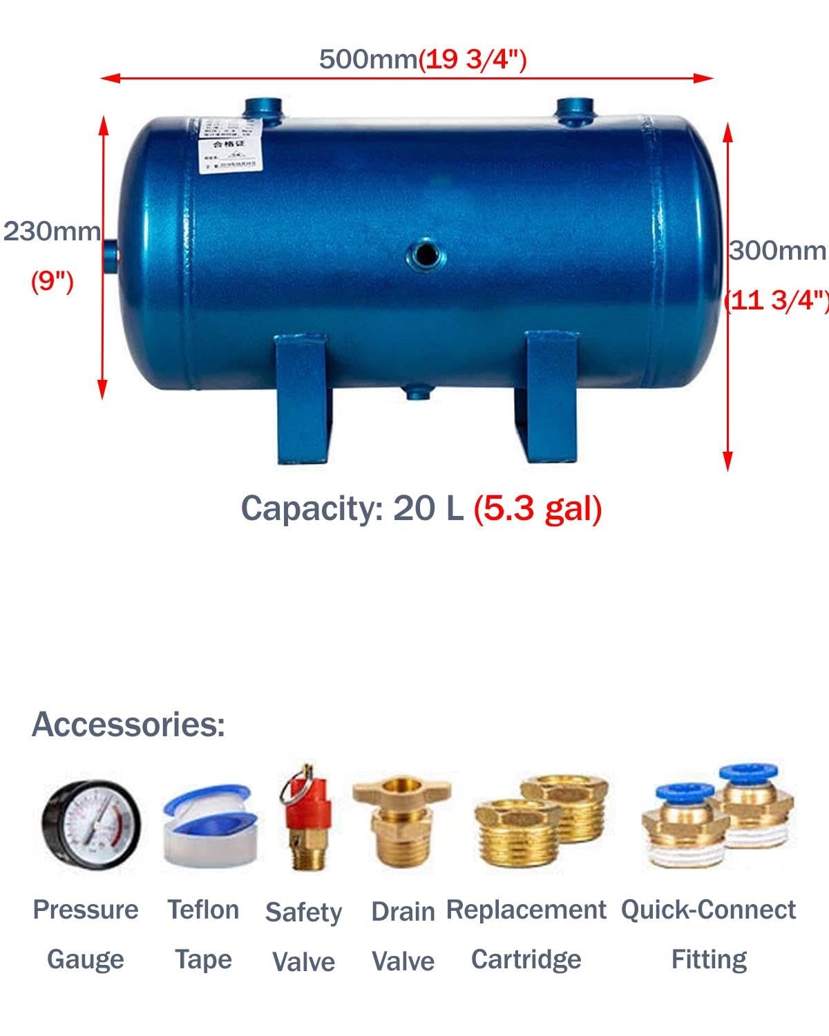 Serbatoio Aria Compressa Bombola d'Aria Portatile, 5L/ 10L/ 12L/ 15L