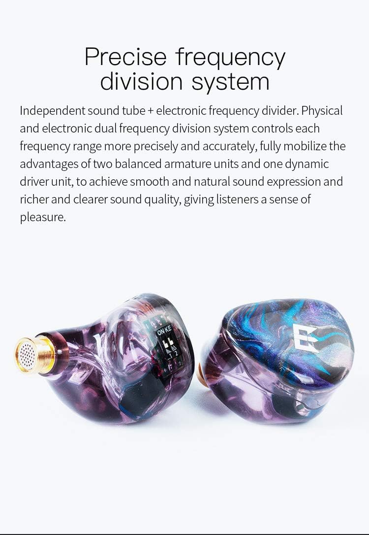 kinboofi tri starsea in ear monitor 2ba 1dd hifi earphone with adjust tuning switch earbuds headphone headset champagne no mic