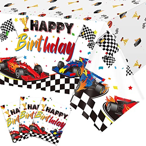 Nappe voiture de course pour anniversaire enfant jetable et étanche x3