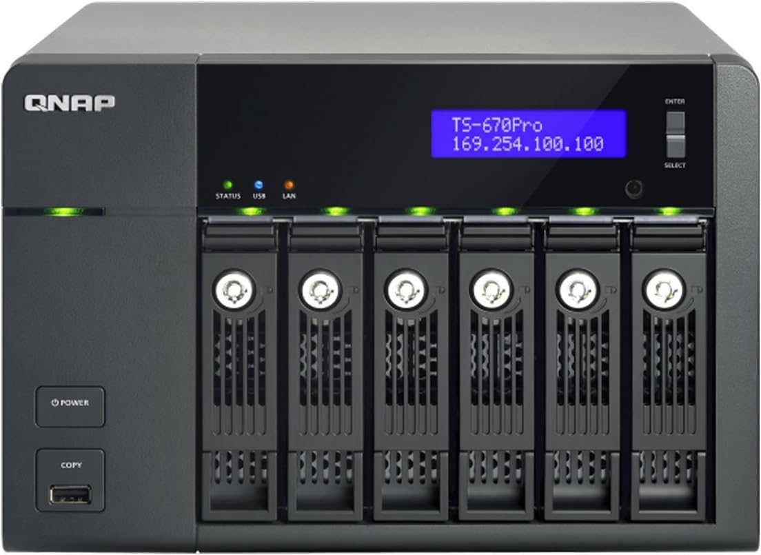 Qnap 6-Bay iSCSI SATA 6G 2LAN 10GbE-Ready Network Attached Storage (TS-670 PRO-US)