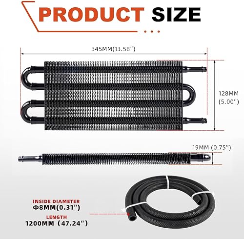 Vista 72 de BARTOO Kit universal de enfriador de aceite de transmisión de 5/16 pulgadas, kit de enfriador de aceite de aleta y tubo de 6 pasos de aleación
