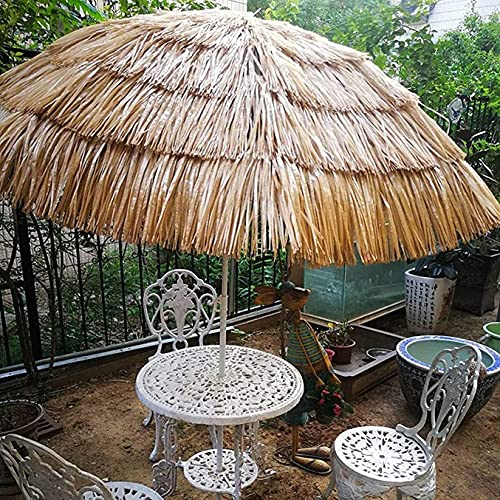 Sombrilla parasol de playa de paja artificial CLSDRZC con poste robusto 4