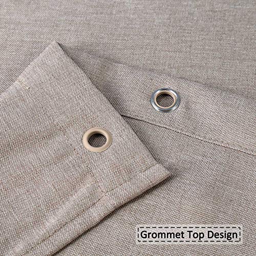 LinTimes Hotel Luxus Flachs Leinen wie 240GSM schwerer Stoff Duschvorhang mit Haken waschbar,Taupe,150x200 cm - Image 3