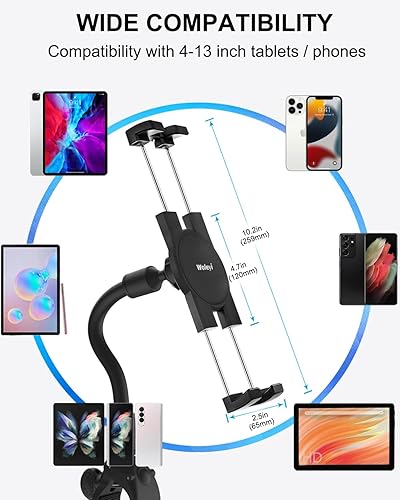 Miniatura 5 de Soporte de cuello de cisne para iPad para cochecito, soporte ajustable para tableta de teléfono, abrazadera de poste para cochecito de bebé, carrito