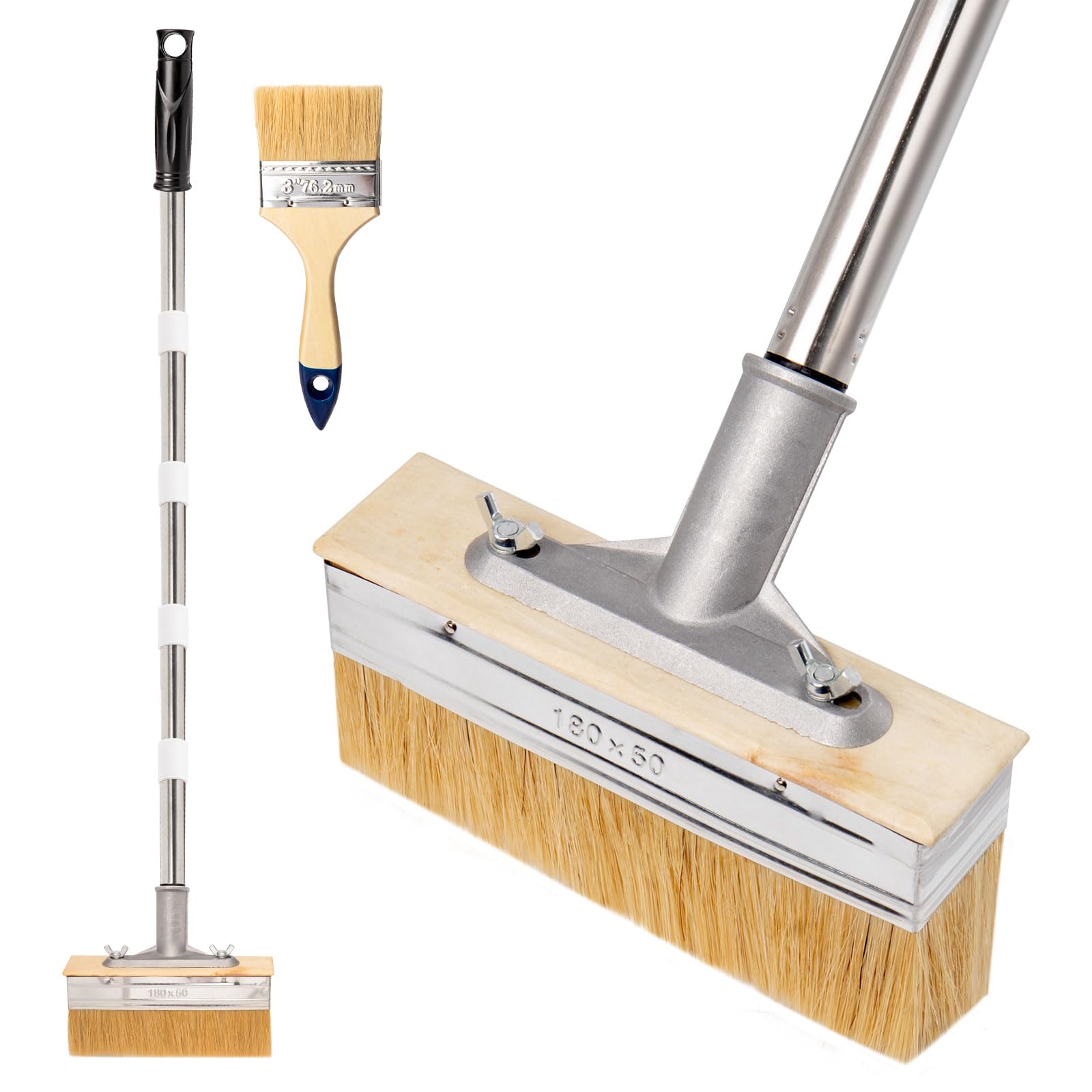 7" Decking Paint Brush 1.6M Long Handle with 3" Fence Decking Brush