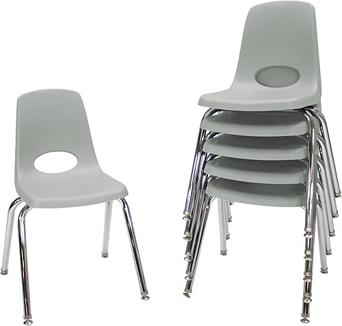 Miniatura 58 de FDP 10360-BL - Silla escolar apilable de 12 pulgadas, asiento apilable para estudiantes con patas de acero cromado y deslizadores giratorios de Azul