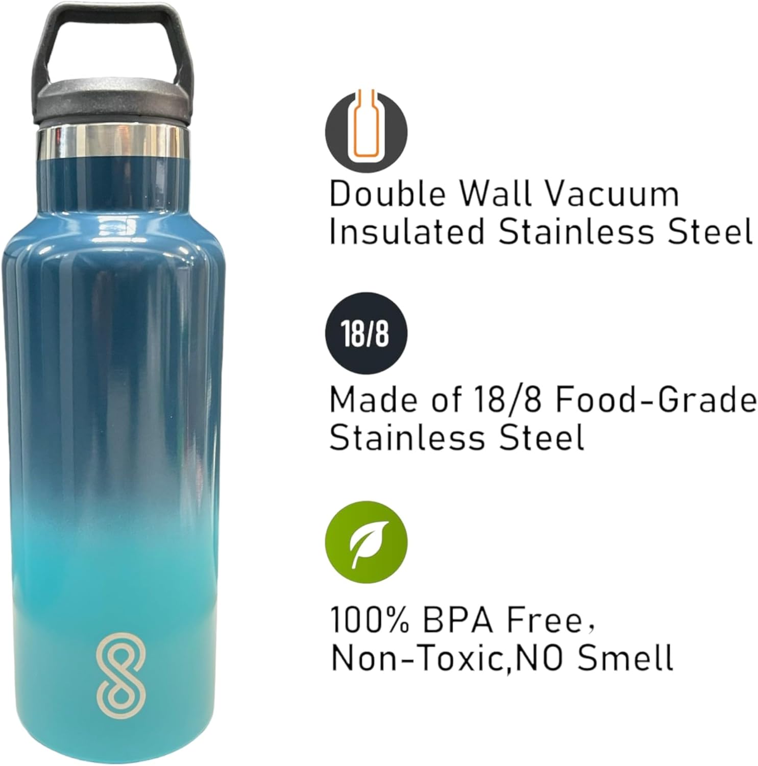 HOME ARCHIVE 25 Oz Leak Proof - Stainless Steel Hot & Cold Water Bottles for Men & Women Double Walled & Vacuum Insulated With Dishwasher Safe Pack of 1 (Ocean Wave)