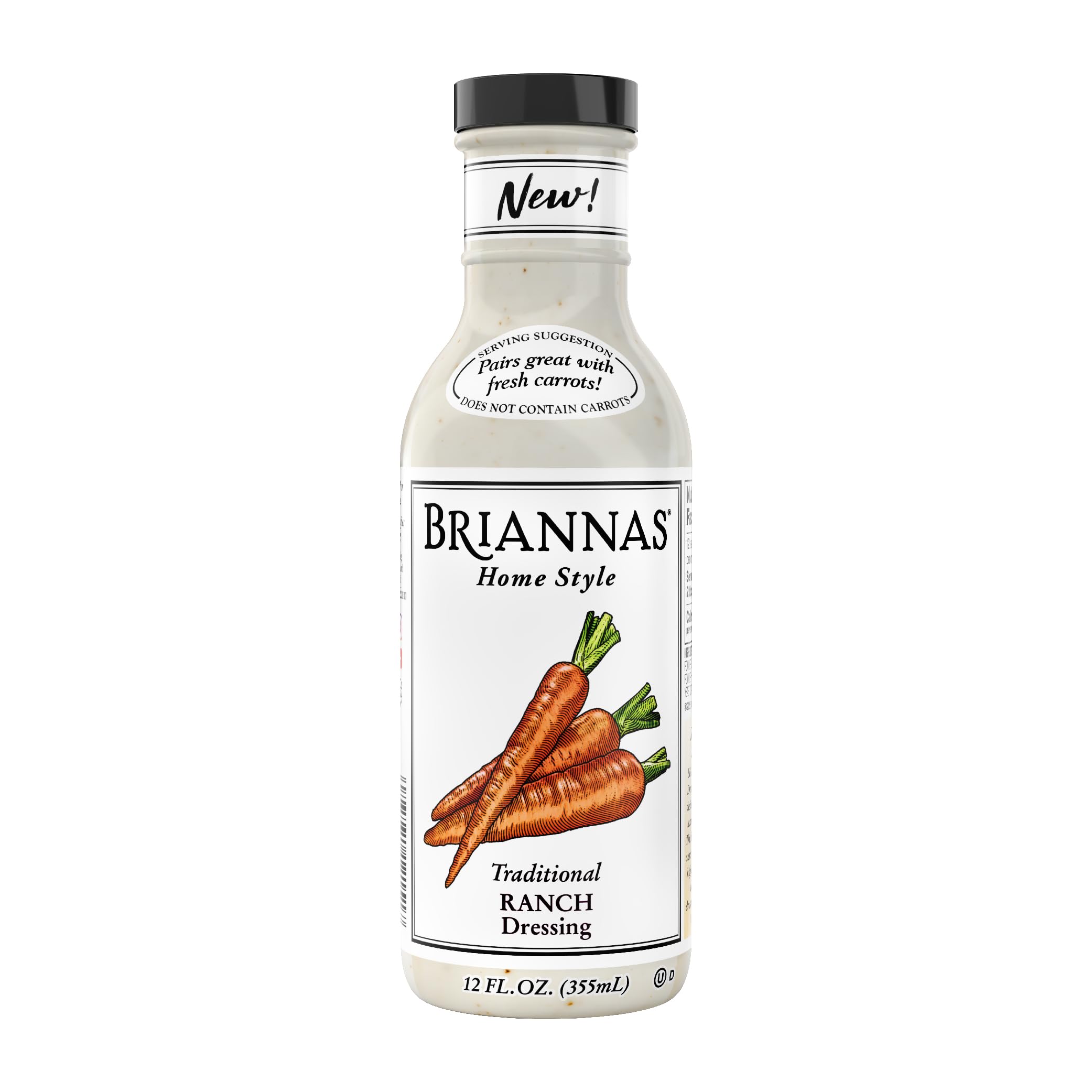 BRIANNAS - Home Style Classic Traditional Ranch Dressing - Fine Salad Dressing made with Premium Ingredients - Gluten Free and Kosher Salad Dressing - 12 oz. Bottle