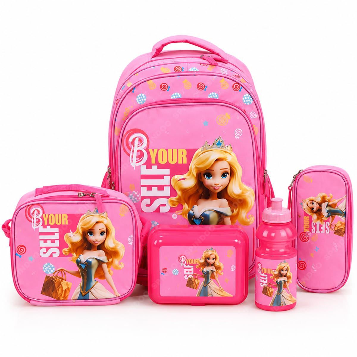 Combo Set for Girls – 5 in 1 Back to School Hamper with Backpack, Lunch Bag, Tiffin Box, Water Bottle & Pencil Pouch – Complete School Essentials Gift Set for Kids-image-25