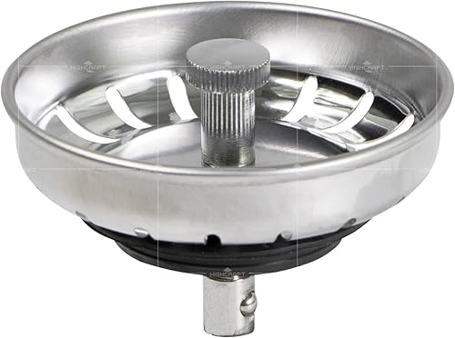 Miniatura 7 de Highcraft 9754JO - Colador de acero inoxidable para fregadero de cocina, repuesto para desagües estándar (3-14 pulgadas), tapón de goma con bloqueo