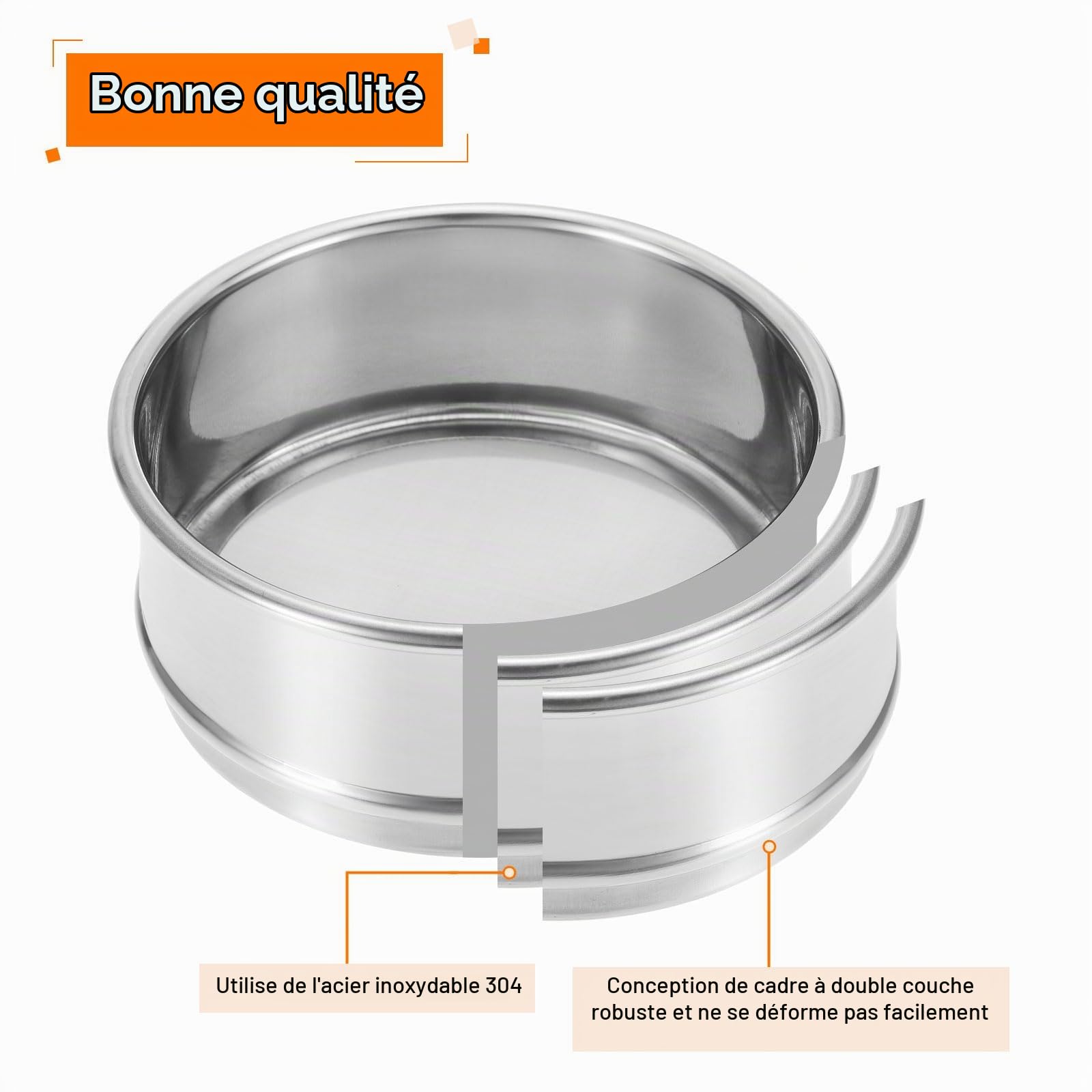 PATIKIL Tamis De Laboratoire 300 Mailles, Tamis D'essai 4" De Diamètre Toile Métallique 304 En Acier Inoxydable (0.05mm) Pour Laboratoire Industriel