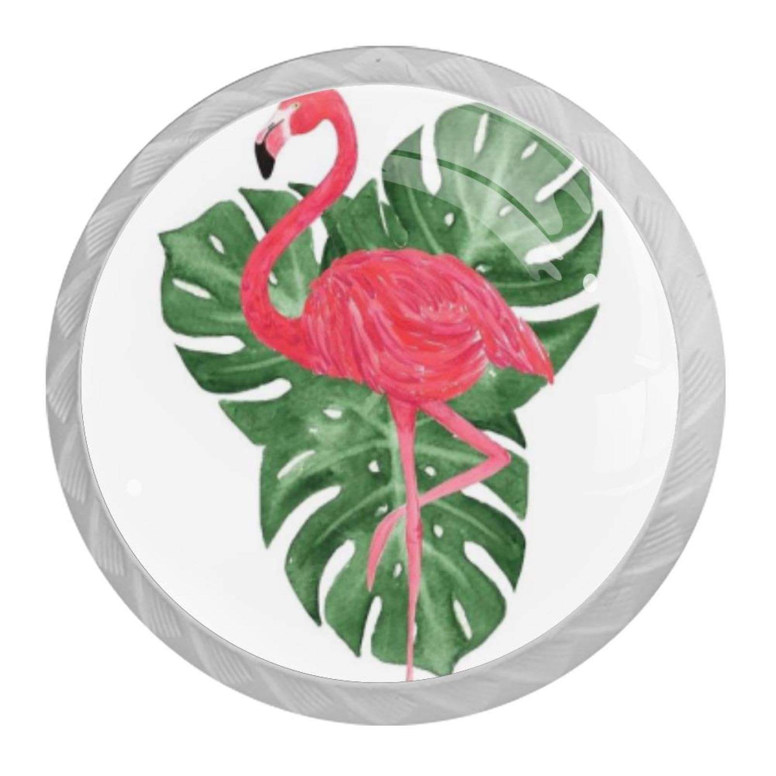 Tqmspg Multi01 4 Pieces Drawer Pulls Flamingo Bird Door Knobs Dresser Handles For Kitchen Wardrobe Cupboard Hardware Furniture