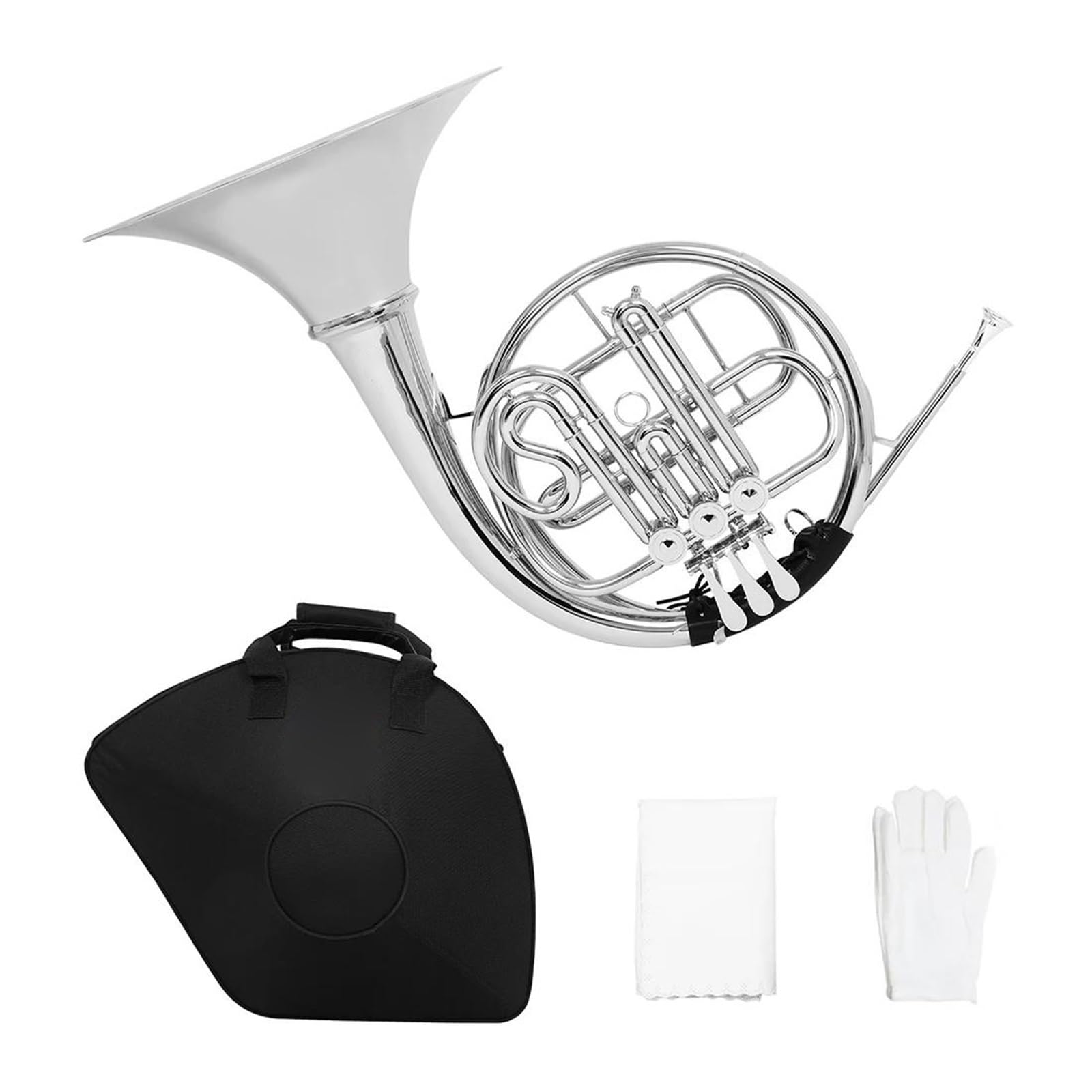 3 Klucze Srebrzony Róg Francuski Bb Dzielony Podwójny Rząd Mosiężny Instrument Muzyczny Z Akcesoriami