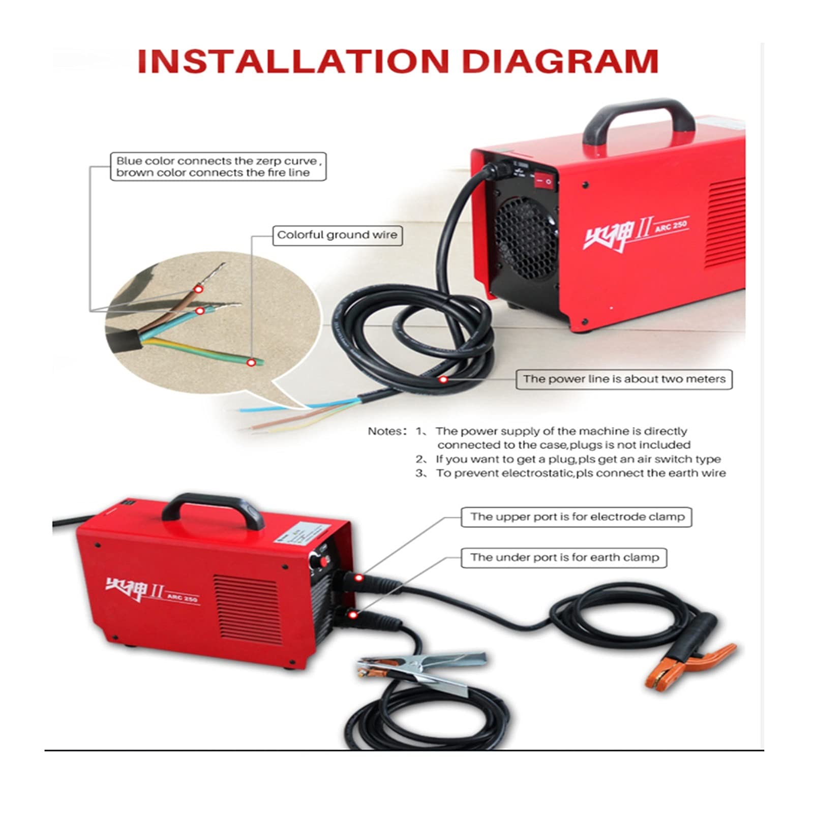 RILAND ARC250II 220V 15-200A Mini. MMA Handheld Electric Spawacz Inverter Argon ŁUK Narzędzie do spawania,Osprzęt Przemysłowy(Package B)