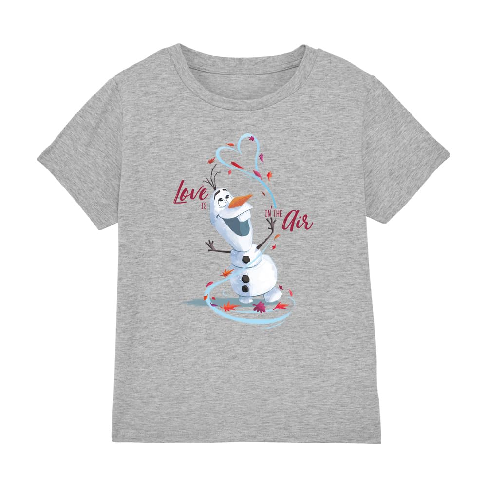 Disney Frozen Girls Athletic Heather Frozen Valentine's Day Love Is In The Air With Olaf T Shirt, 12-13 Years