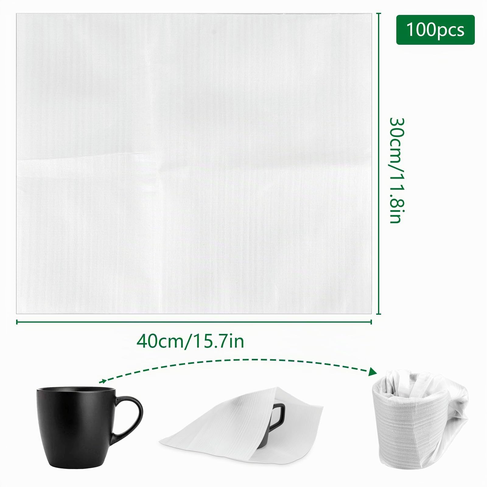 YOUNTHYE 100 Sacs Papier Bulle Emballage Colis 40x30 cm Pochettes Rembourrees Protectrices pour Assiettes Verres Accessoires Ideal Demenagement Remplacement Rouleau