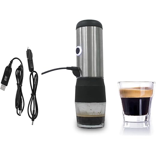 doppio Macchina 15BAR 90W 12V Portable 3 In 1 Coffee Machine With Hot Water Brew System USB Powered With Electric Vehicle Power Supply 60Ml Water Tank Compatible With Ns Capsules DG Capsules
