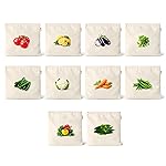 Reusable Cotton Vegetable Storage Bags with Zipper Eco Friendly Washable Produce Bags for Fridge Kitchen Organizer Food Storage Pouches (Vegetable Bag_10)