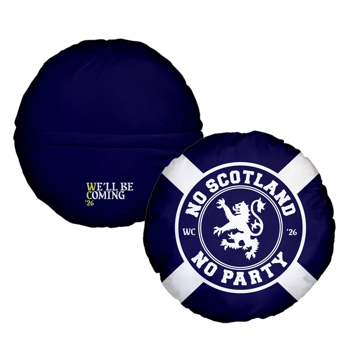 L&S PRINTS FOAM DESIGNS No Scotland No Party - Saltire - WC 2026 - Circle Cushion - 14" Round Throw Decorative Pillow