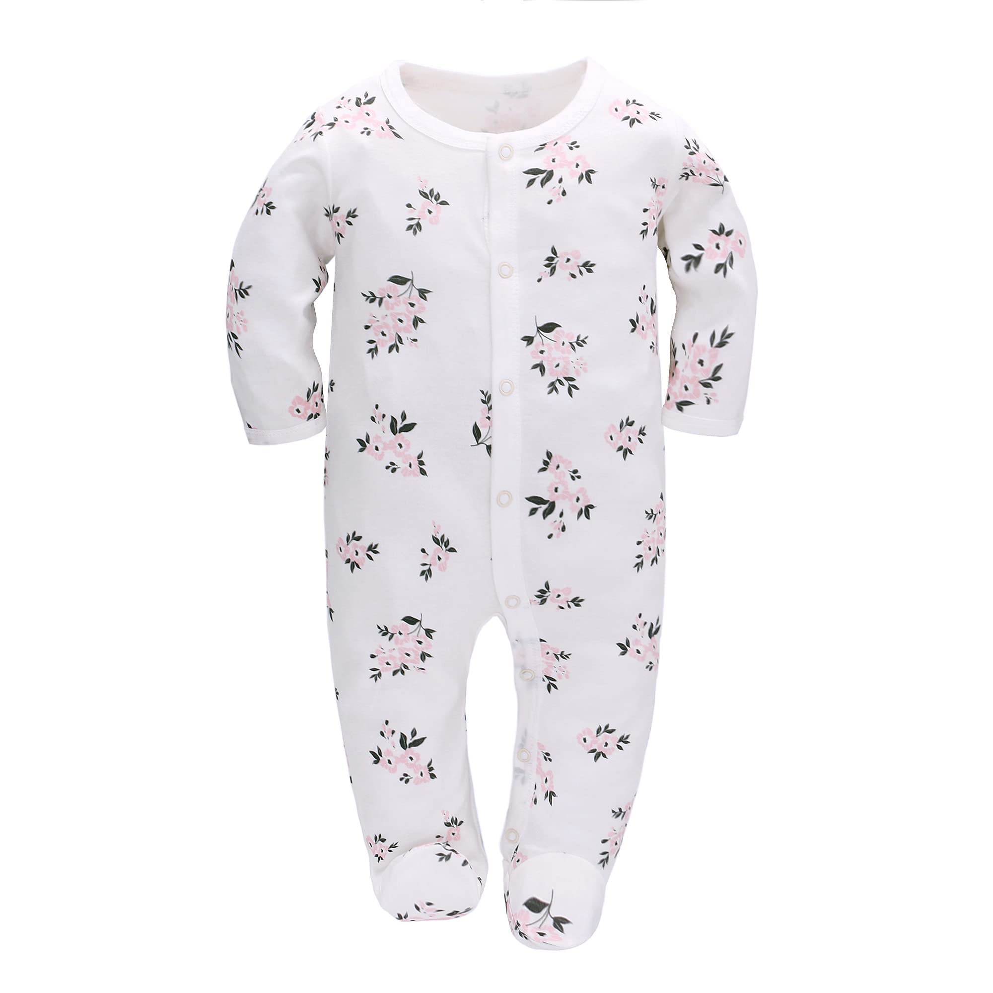 3 pièces bébé barboteuses bébé pyjama sac de couchage en coton avec pieds avec boutons Gr. 56 62 68 pour nouveau-né filles