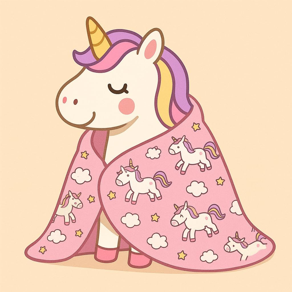 Kids Throw Blanket – Soft Cotton Toddler Blanket with Unicorn, Star & Cloud Pattern, Lightweight Breathable Bed Throw with Stitched Edges, 40 x 60 in (101.6 x 152.4 cm) - Image 6