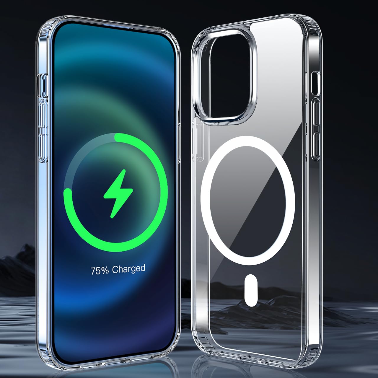 FLLAO Cover Magnetica per iPhone 12 e 2 Pellicole in Vetro Temperato, Cover iPhone 12 Compatibile con Magsafe, Custodia Traslucida Opaca Posteriore Sottile Antiurto Protettiva Case, Trasparente