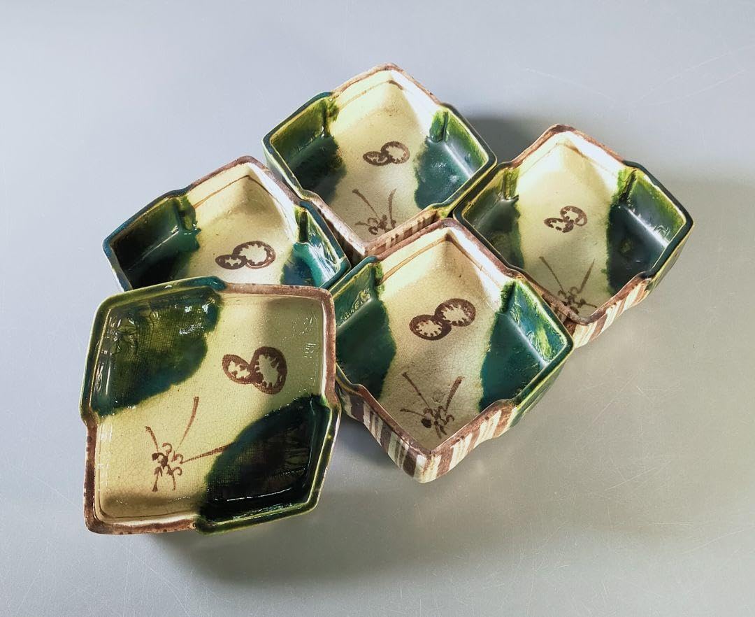 織部焼向付 陶器 5客 Yahoo!オークション -「向付5客」(美濃