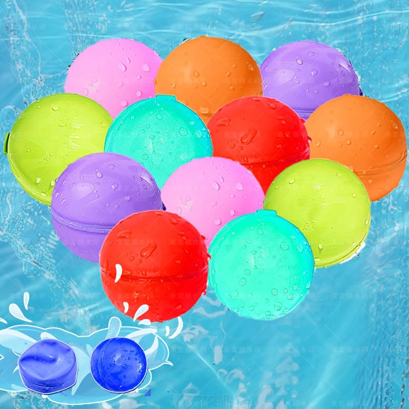 12Pcs Reusable Water Balloons, Pool Toys for Boys and Girls, Beach Outdoor Activities Water Toys for Kids Ages 3-12, Summer Water Toys for Boys and Girls