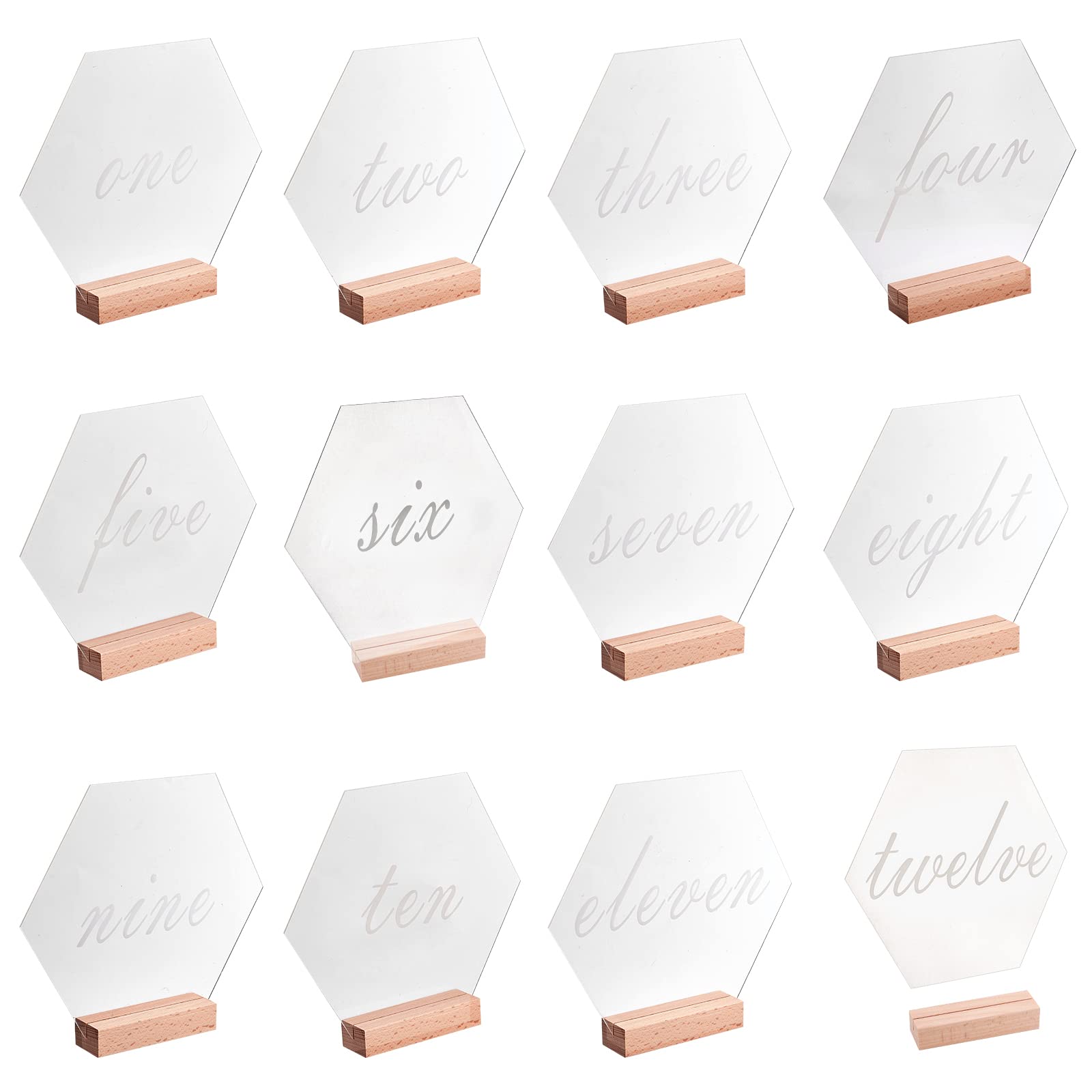 NBEADS 12 Sets Acryl Tischnummernschilder, Sechseckiges Tischnummern-Set Englische Nummer 1 bis 12 Hochzeit Tischnummern Mit Rechteckigem Buchenholz-Kartenhalter Für Hochzeitsempfang Restaurant deko NBEADS 12 Sets Acryl Tischnummernschilder, Sechseckiges Tischnummern-Set Englische Nummer 1 bis 12 Hochzeit Tischnummern Mit Rechteckigem Buchenholz-Kartenhalter Für Hochzeitsempfang Restaurant deko