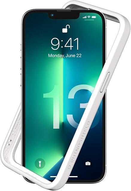 RHINOSHIELD Bumper Case Compatible with [iPhone 13/13 Pro] | CrashGuard NX - Shock Absorbent Slim Design Protective Cover 3.5M / 11ft Drop Protection - White