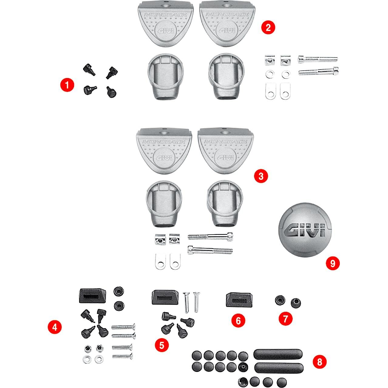 Givi Z128 Complete Set of Plastic Covers for Wing Rack