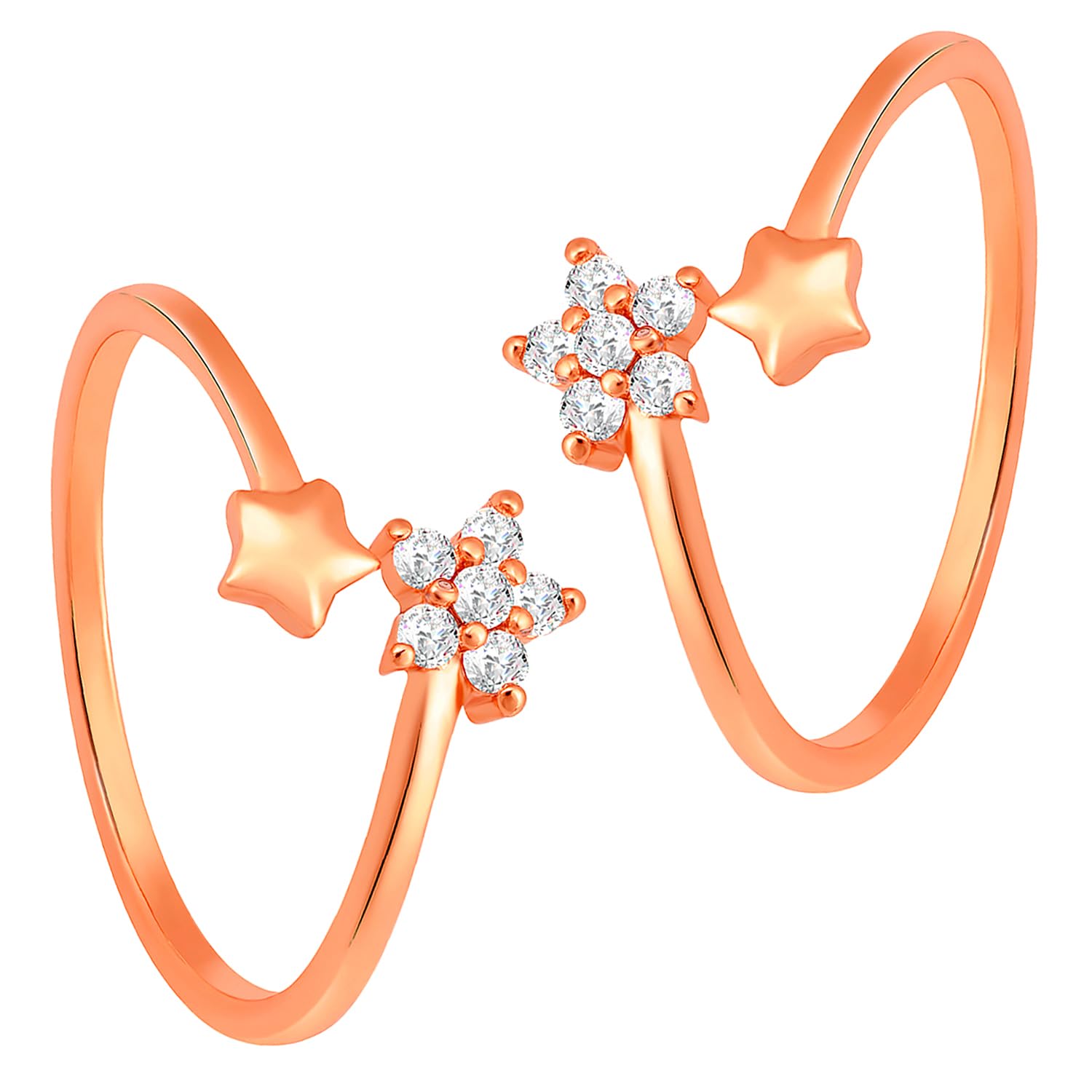 Peora White Cubic Zirconia Studded Fancy Toe Ring Gold Plated Adjustable Bichiya Fashion Jewellery Gift for Women (B0C7VQK47V) Amazon Price History, Amazon Price Tracker