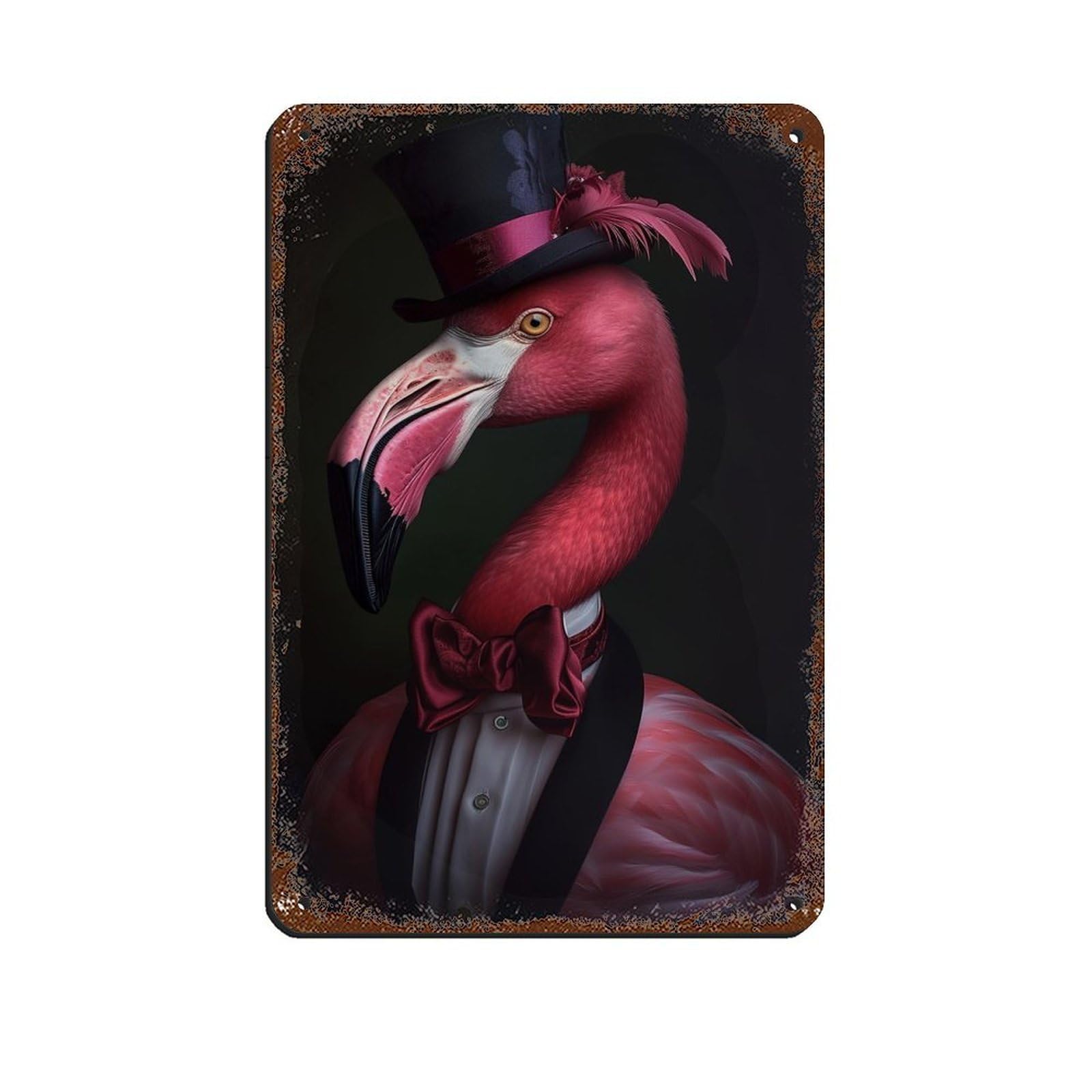 Vintage Flamingo Gentleman Painting Poster Retro Poster Metal Tin Sign Chic Art Retro Iron Painting Bar People Cave Cafe Family Garage Poster Wall Decoration 8x12inch(20x30cm)