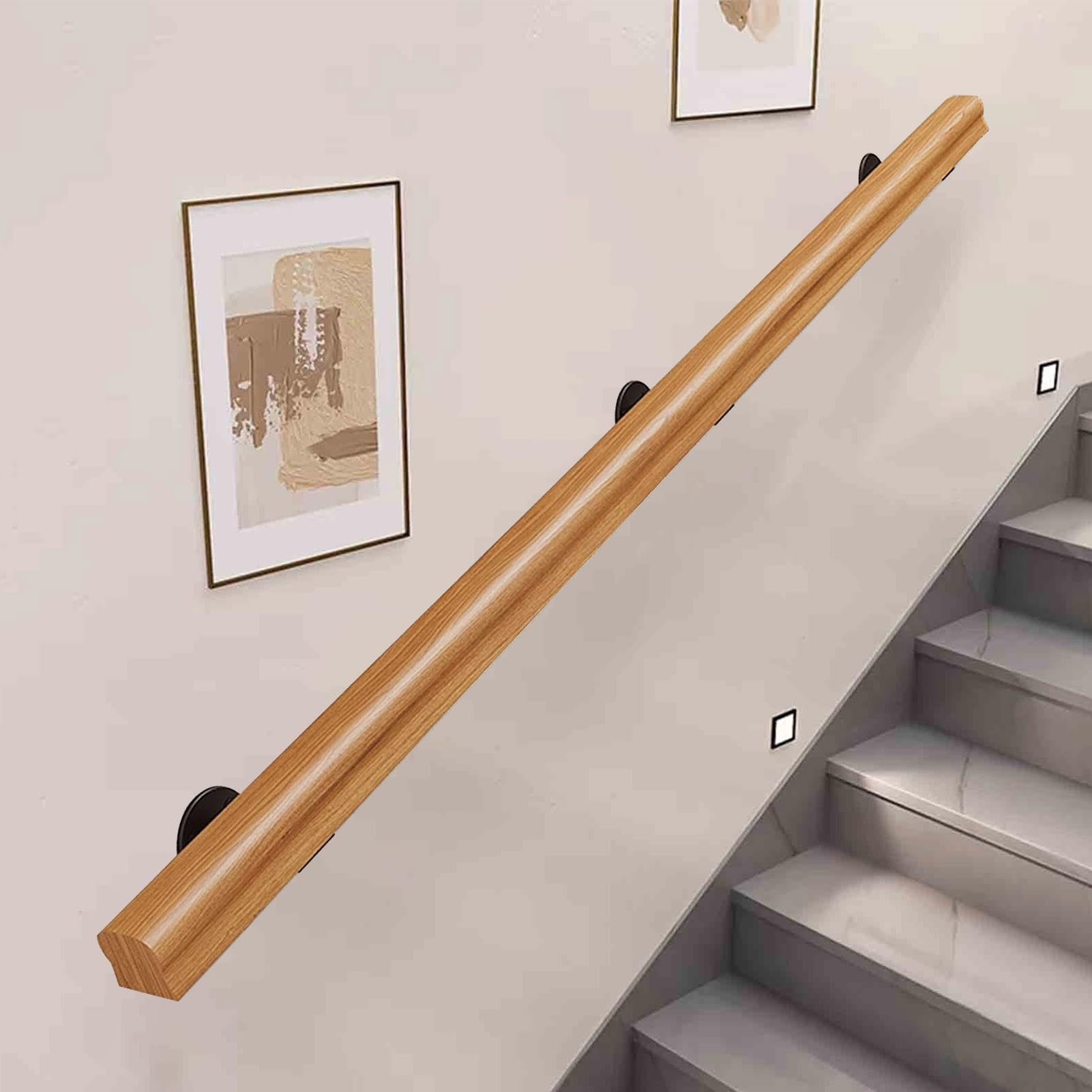Rampes d'escalier en bois de 450cm pour garde-corps intérieur et couloir mural