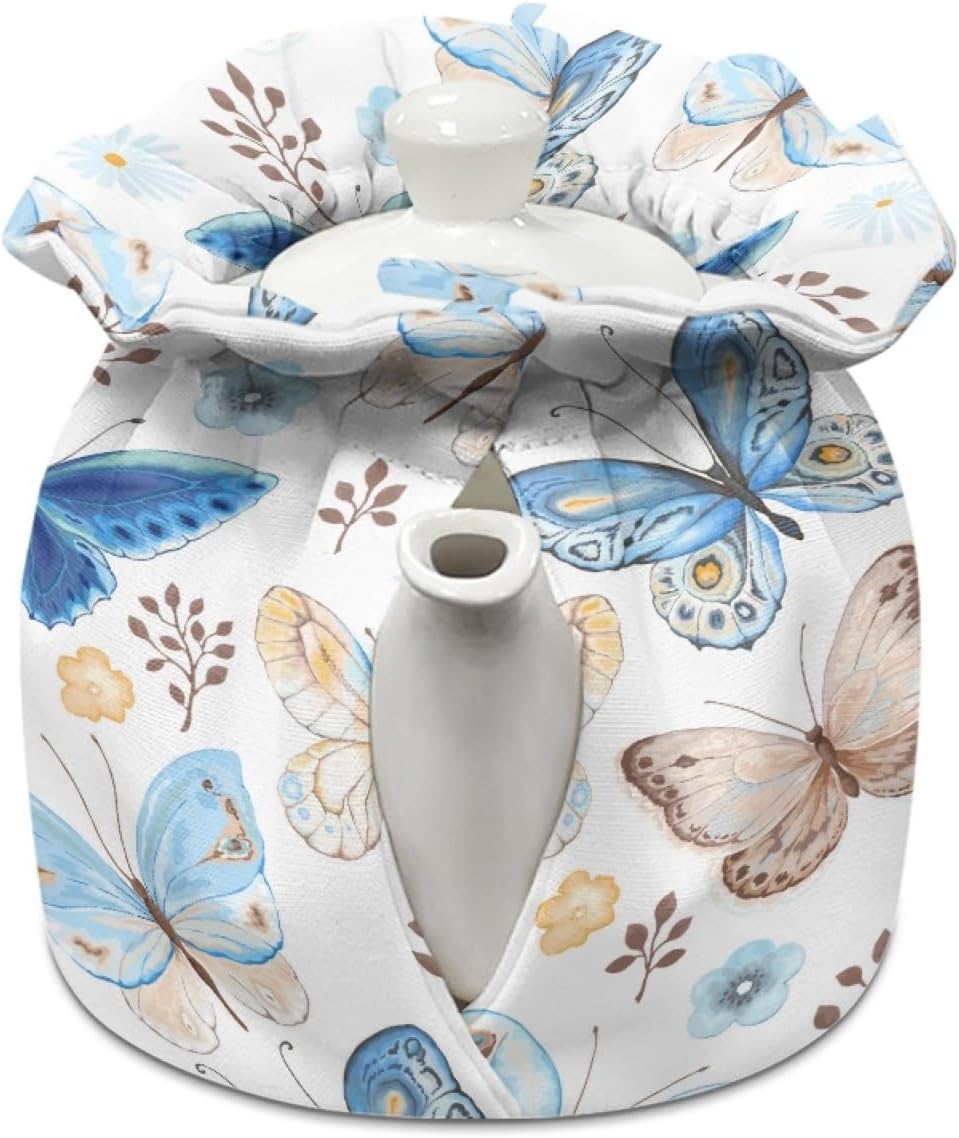GLENLCWE 2Piece Hummingbird Flower Music Piano Tea Cozy Insulated Tea Cozies Dust Proof Keep Warm Tea Pot Cozy Kettle Cover Breakfast Warmer Washable